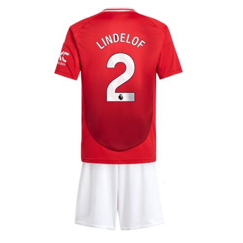 Fotbalové Dres Manchester United Victor Lindelof #2 Dětské Domácí 2024-25 Krátký Rukáv (+ trenýrky)